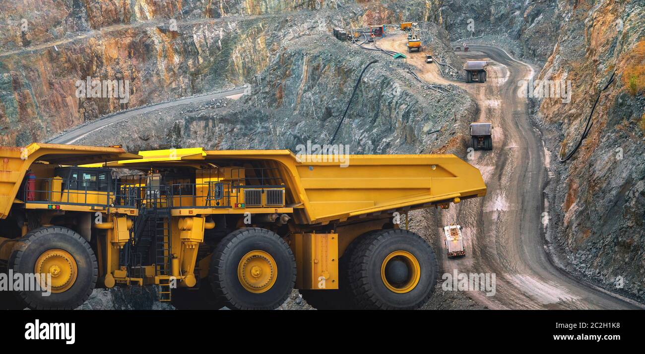 Big dump truck loading for transport minerals gold,Mining industrial at Thailand Stock Photo