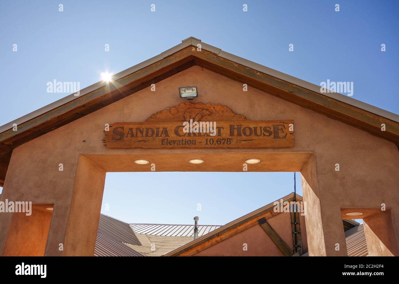 Sandia Crest House of Sandia Peak in Albuquerque, New Mexico Stock Photo