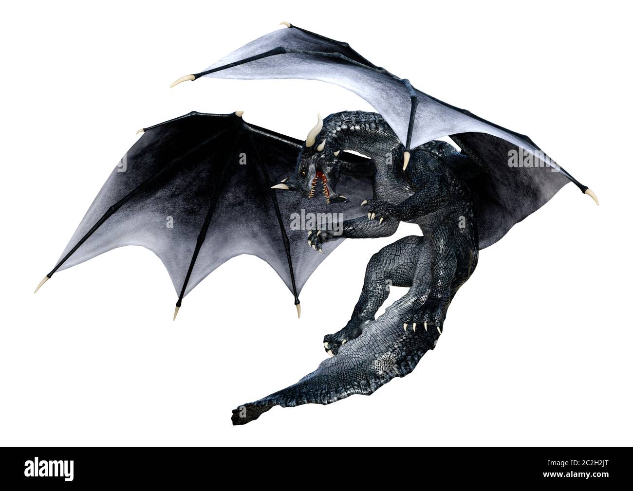 3D rendering of a fantasy dragon isolated on white background Stock ...