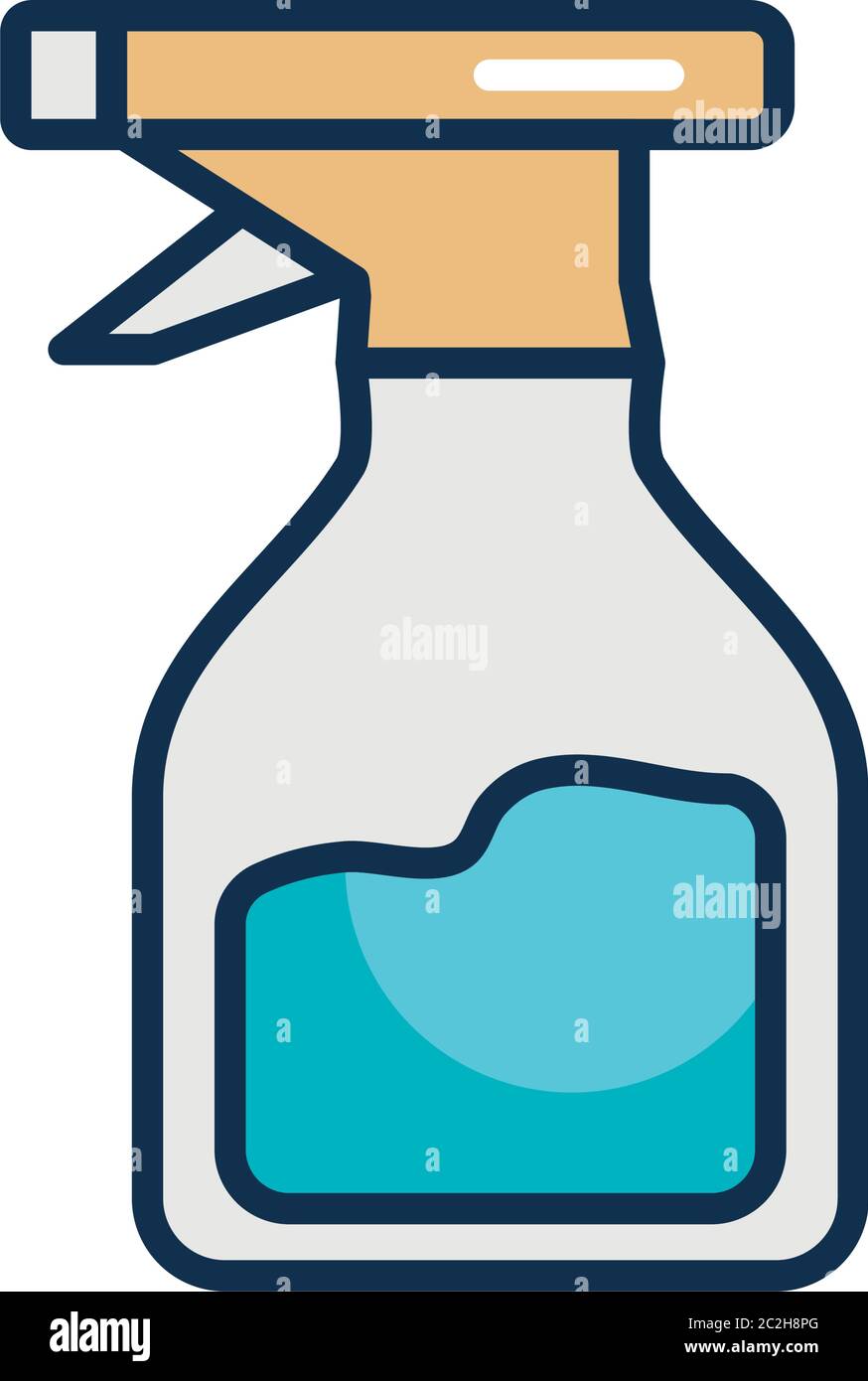 cleaning spray bottle icon over white background, line fill style ...