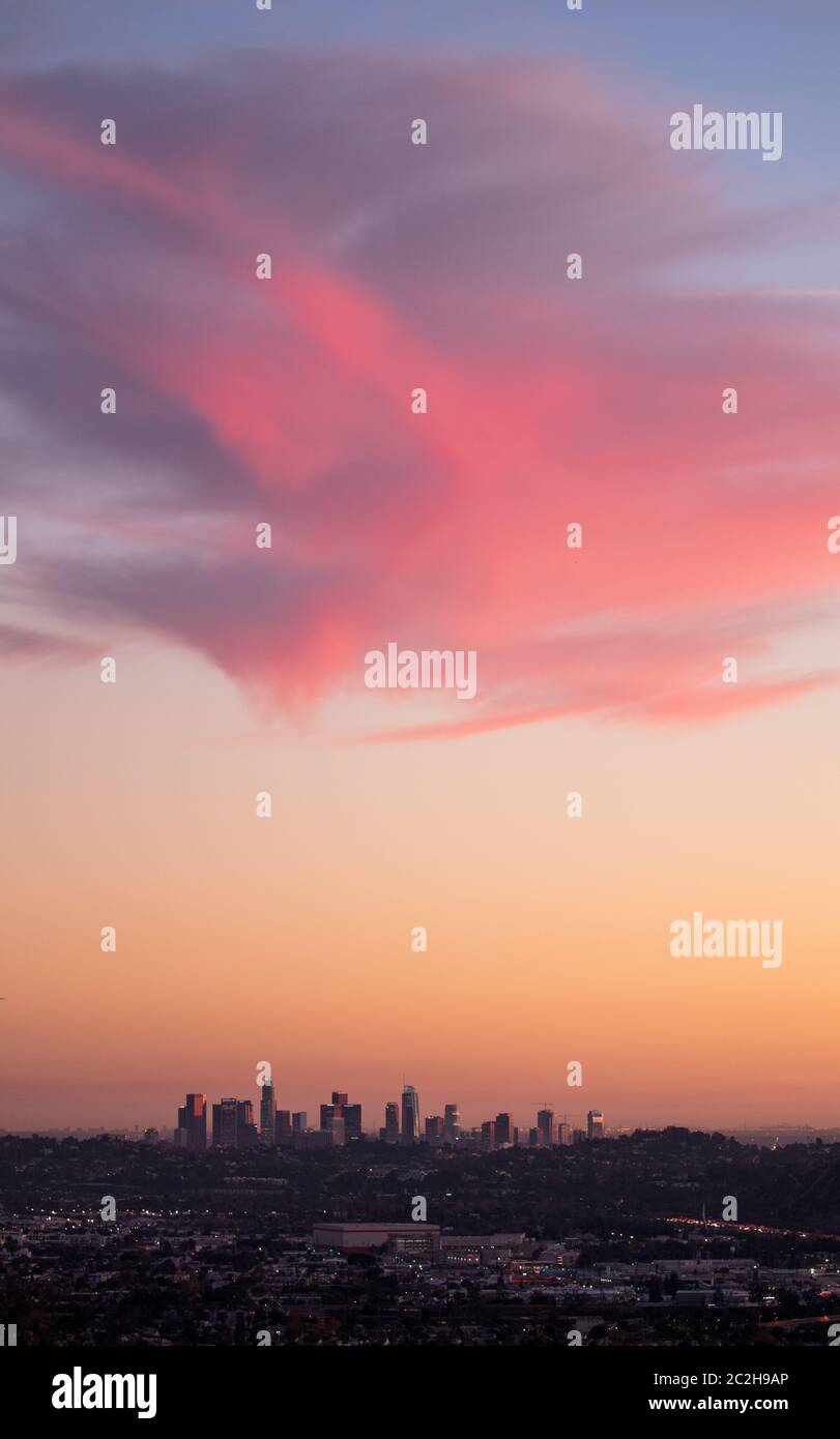 Downtown LA - large pink cloud Stock Photo - Alamy