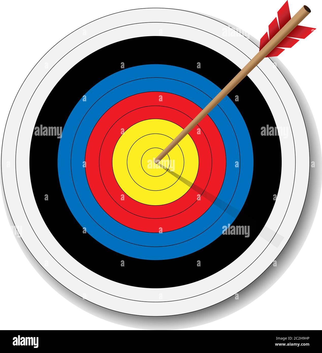 archery target with arrow in bulls eye vector illustration Stock Vector
