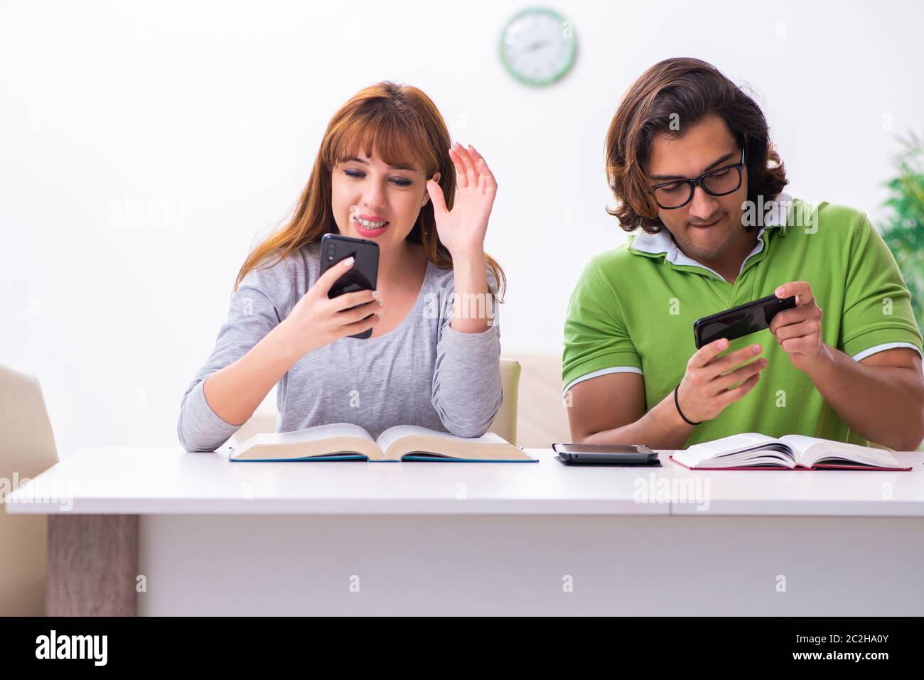Students in gadget dependency concept Stock Photo
