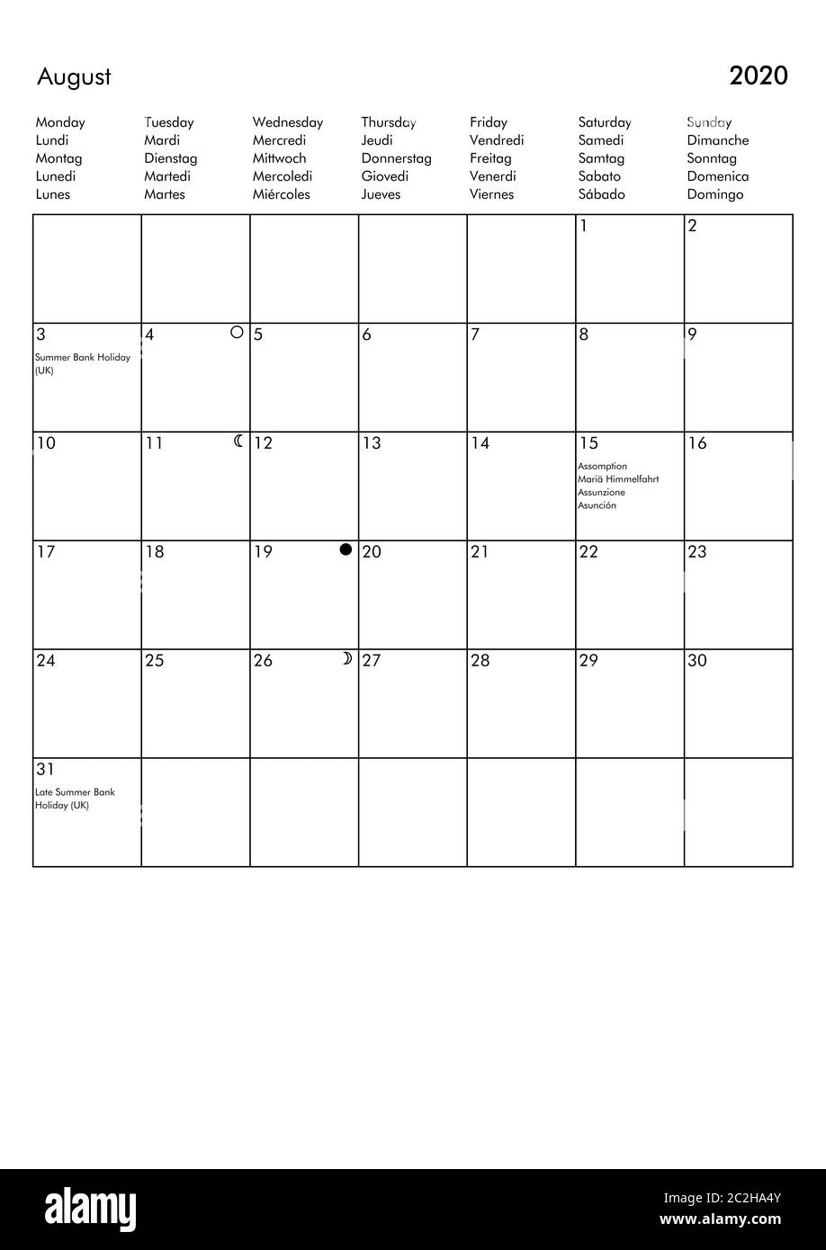 November 2020 Calendar With Public Holidays And Bank Holidays For Major European Countries United Kingdom Germany France Italy Spain Stock Photo Alamy