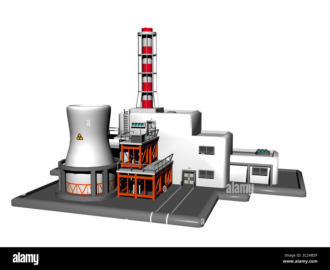 Nuclear power plant with cooling tower for energy supply Stock Photo