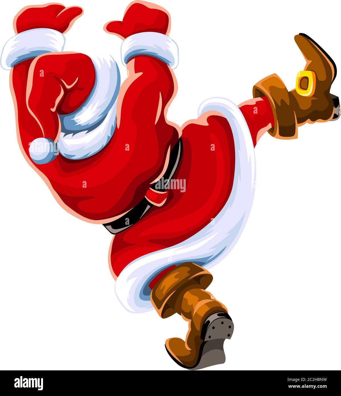 santa claus climbing christmas roof chimney illustration Stock Photo