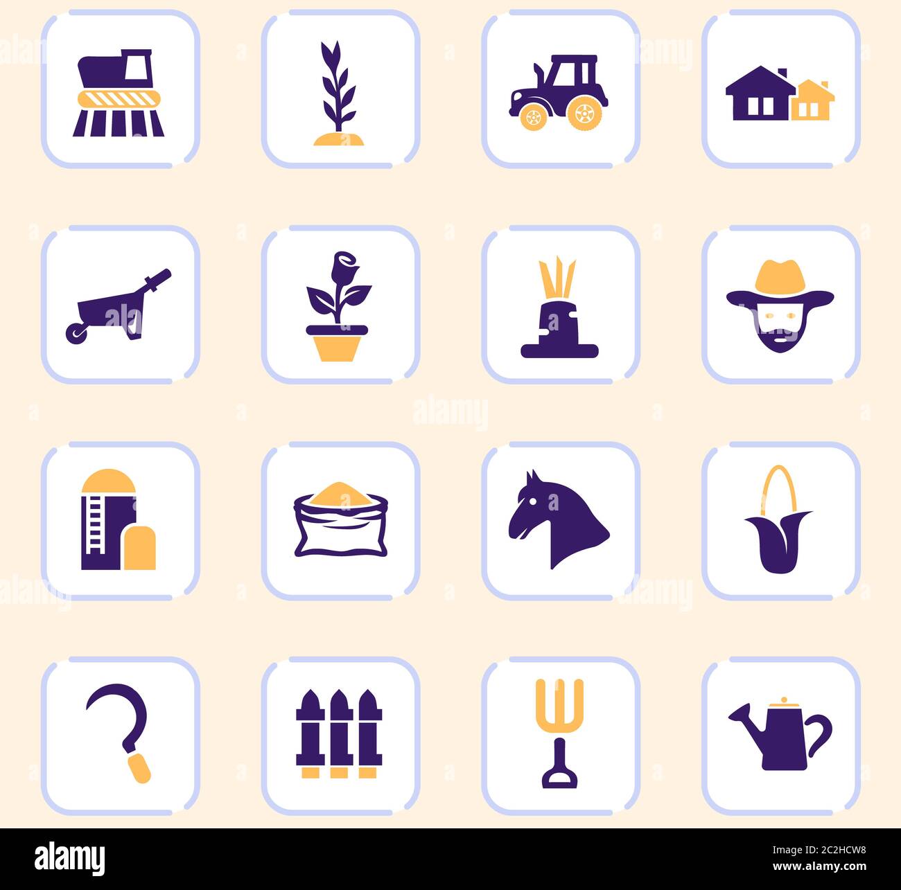 Agricultural icons set for web sites and user interface Stock Photo