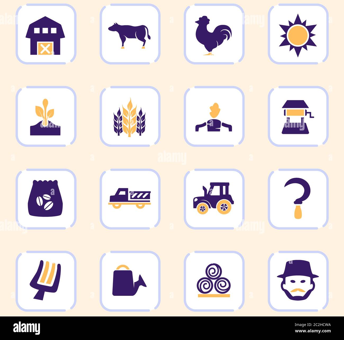 Agriculture and farming icon set for web sites and user interface Stock Photo