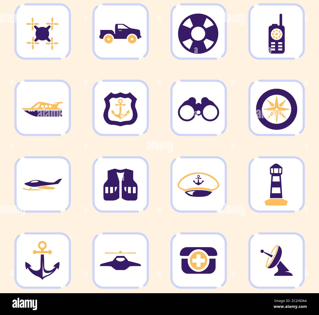 Coast Guard icon set for web sites and user interface Stock Photo