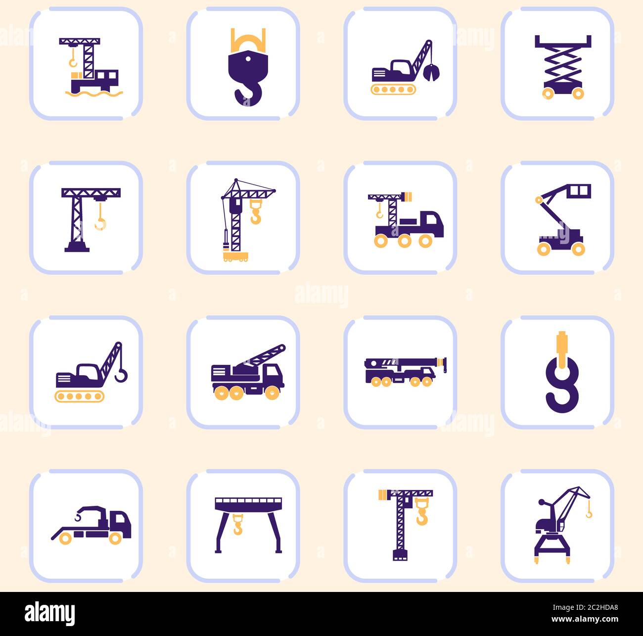 Crane and lifing vector icons for user interface design Stock Photo - Alamy