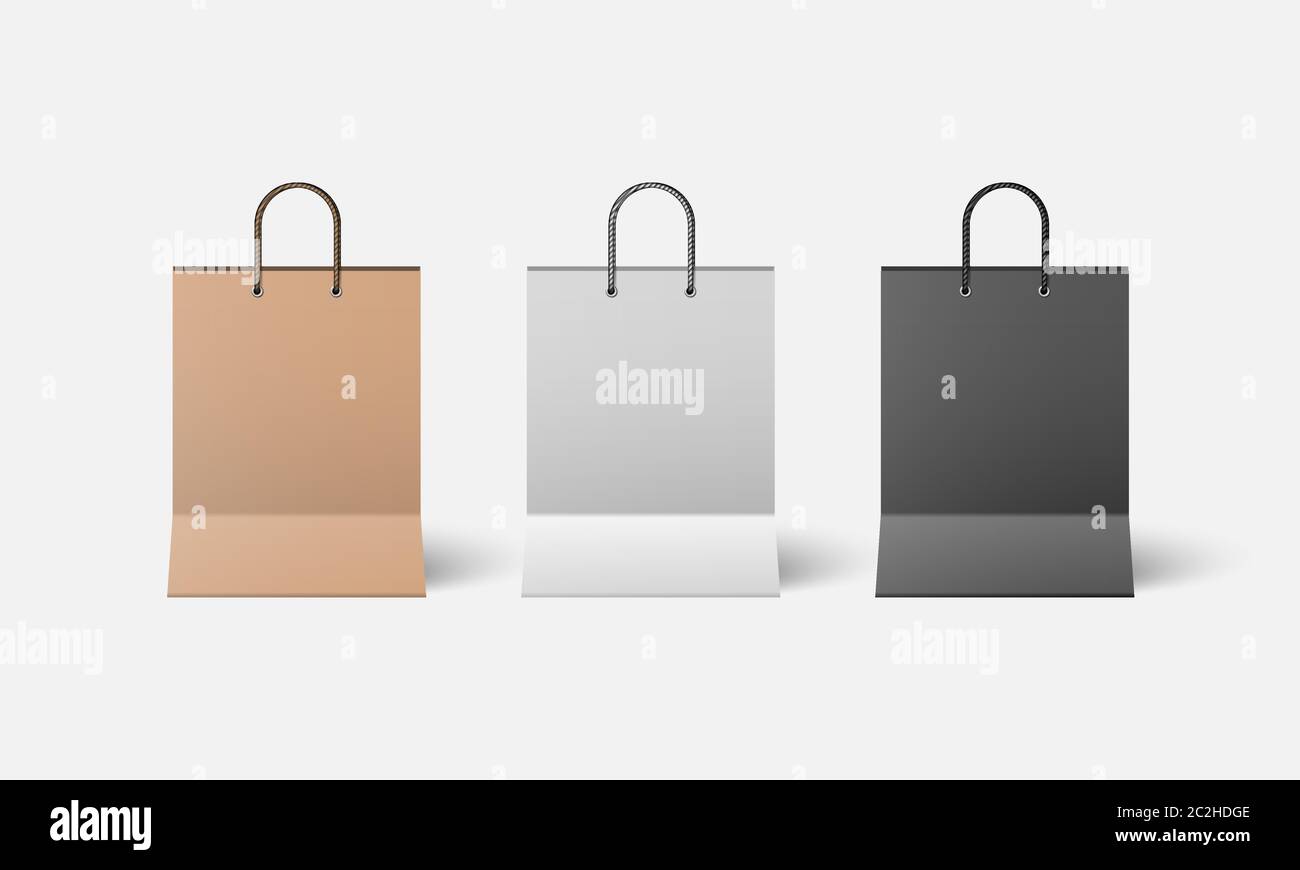 Realistic shopping bag mockup, vector illustration Stock Vector