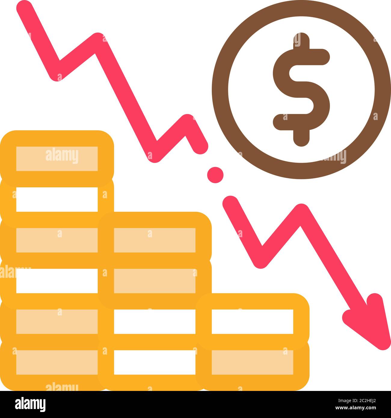 monetary decline icon vector outline illustration Stock Vector Image ...