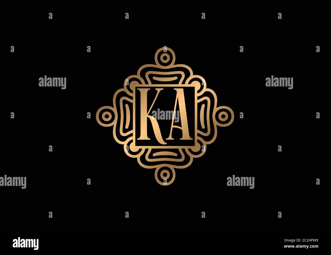 Initial Monogram Letter K A Logo Design Vector Template. K A Letter