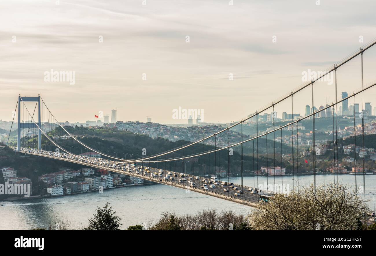 View Of The Istanbul Bosphorus From Otagtepe Fatih Sultan Mehmet Bridge In Istanbul Turkey Stock Photo Alamy
