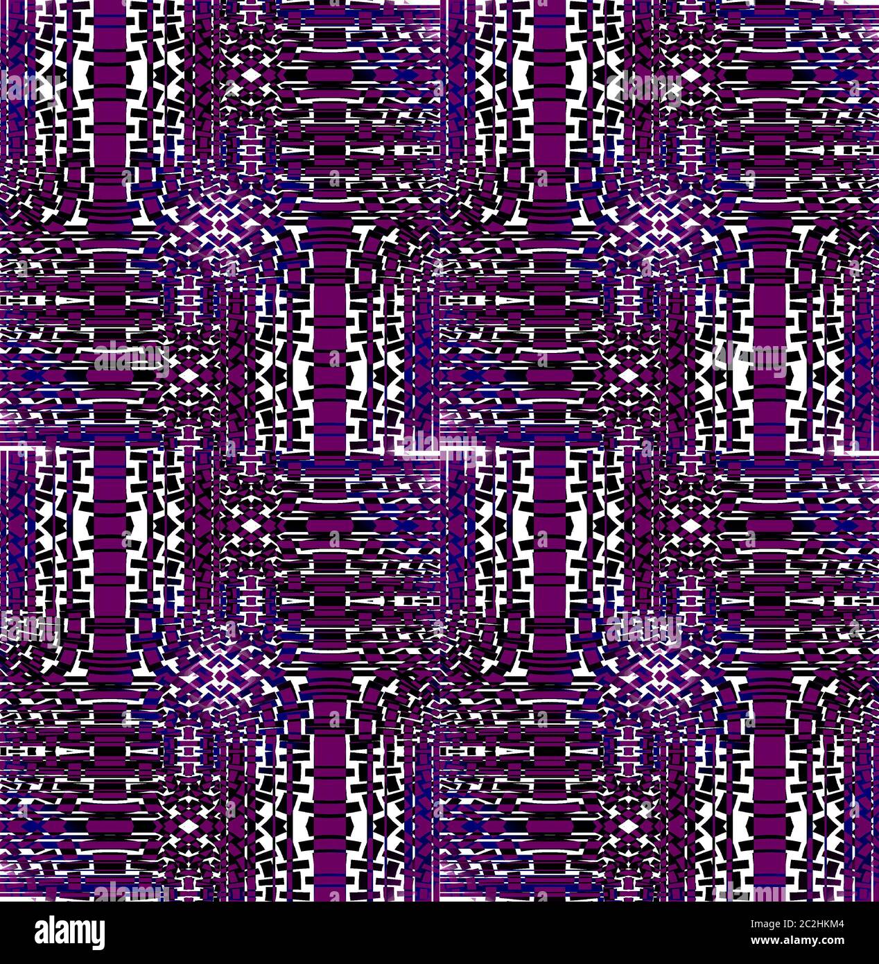 Seamless intricate mosaic pattern purple black white dark blue Stock Photo