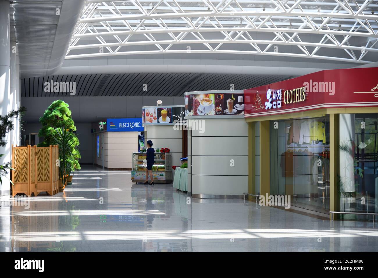 Pyongyang, North Korea April 29, 2019 Interiors of the Pyongyang International Airport also