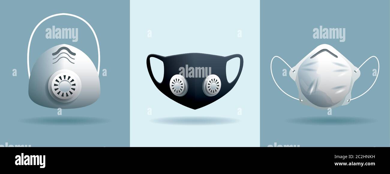 set of medical masks breathing protective respiratory vector ...