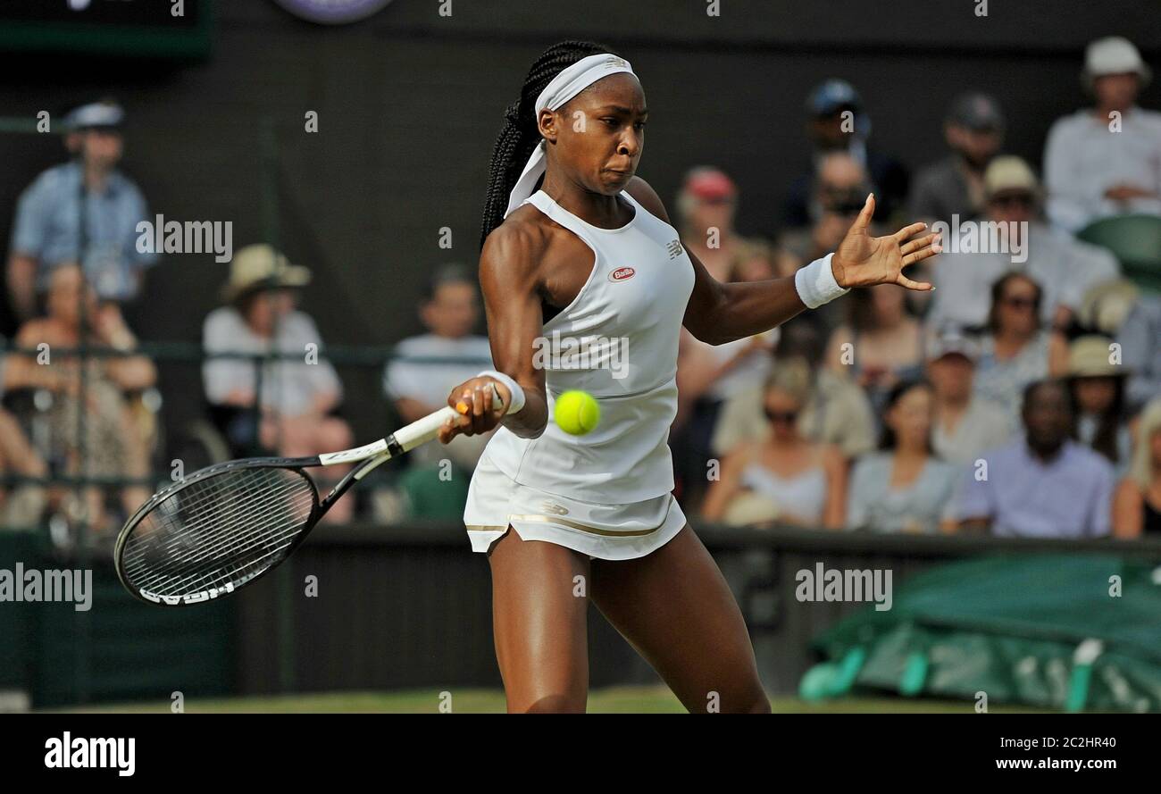 Coco Gauff in Wimbledon in July 2019 Stock Photo Alamy