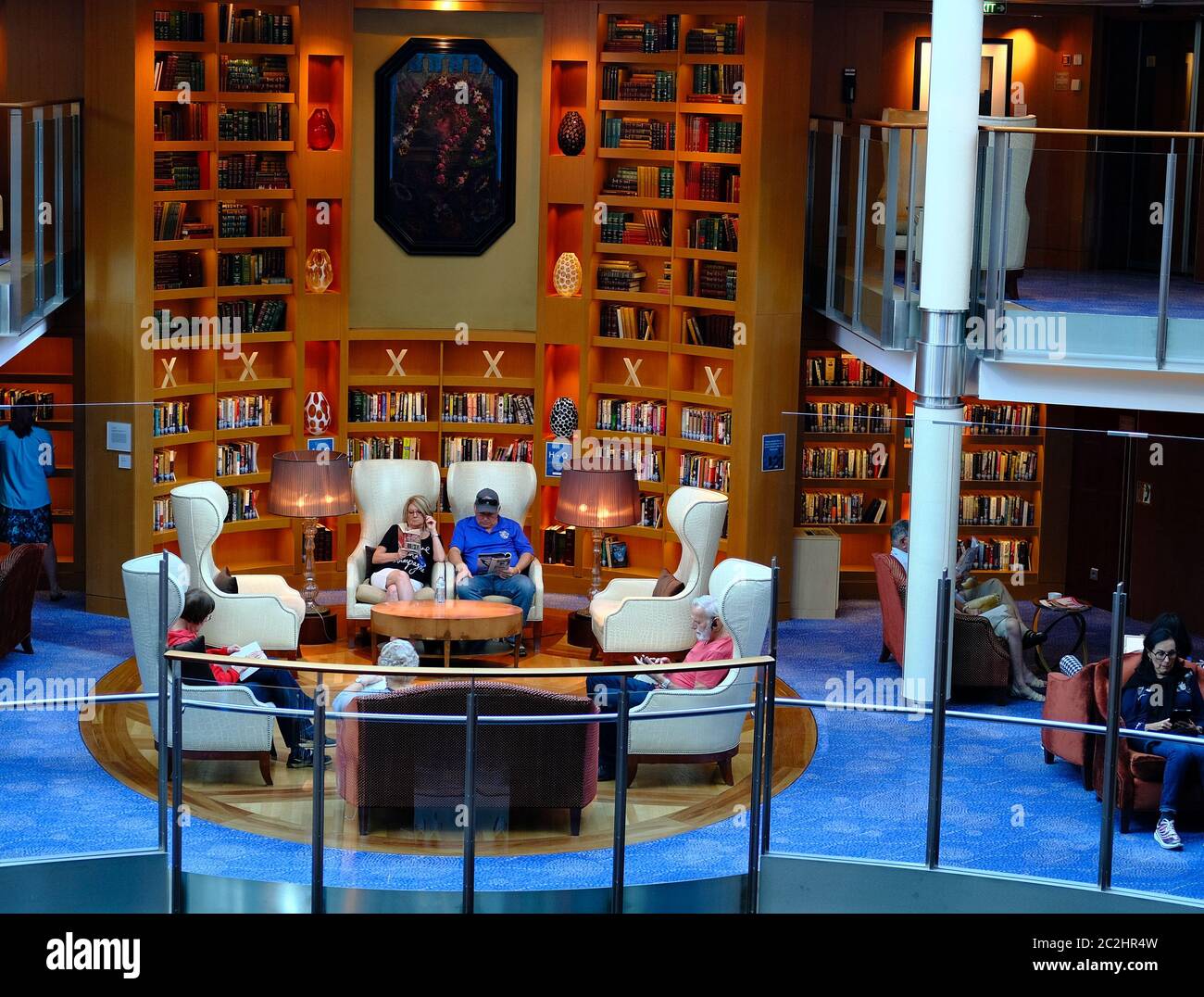 Library on Cruise Ship Stock Photo