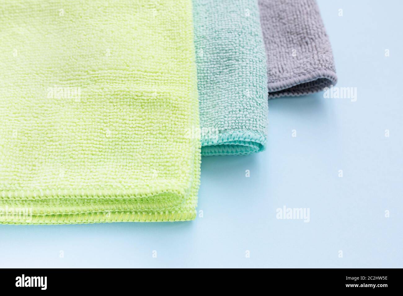 Three new microfiber cloth for cleaning and dusting Stock Photo