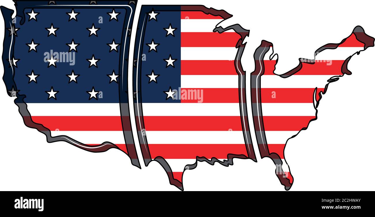 Map of United States with flag. Flag of United States - Vector Stock ...