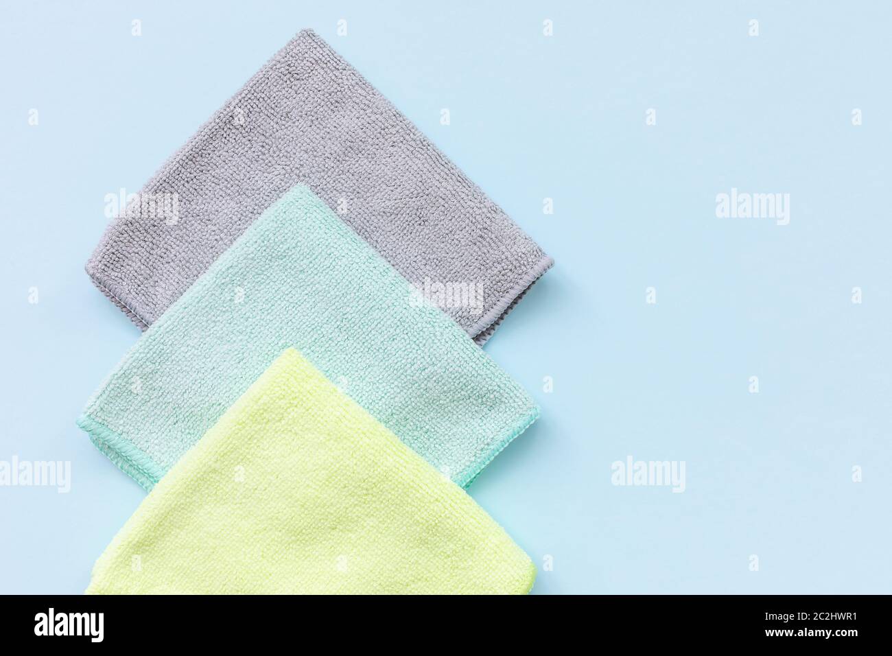 Three new microfiber cloth for cleaning and dusting Stock Photo