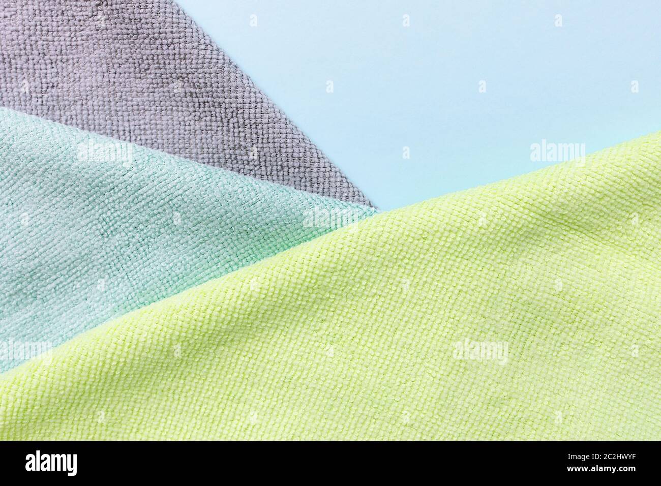 Three new microfiber cloth for cleaning and dusting Stock Photo