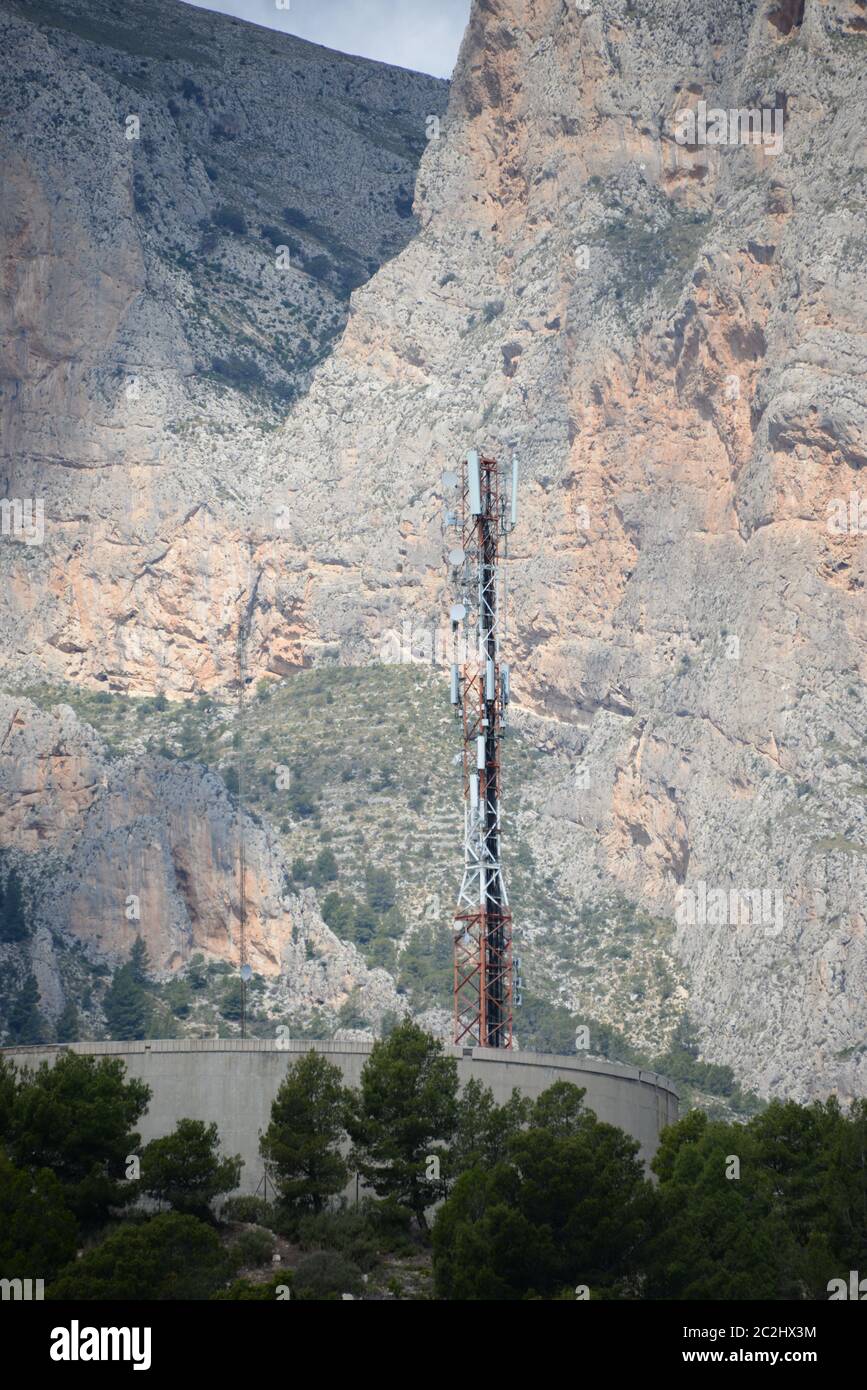 Mobile Antenna in the province of Alicante, Costa Blanca, Spain Stock
