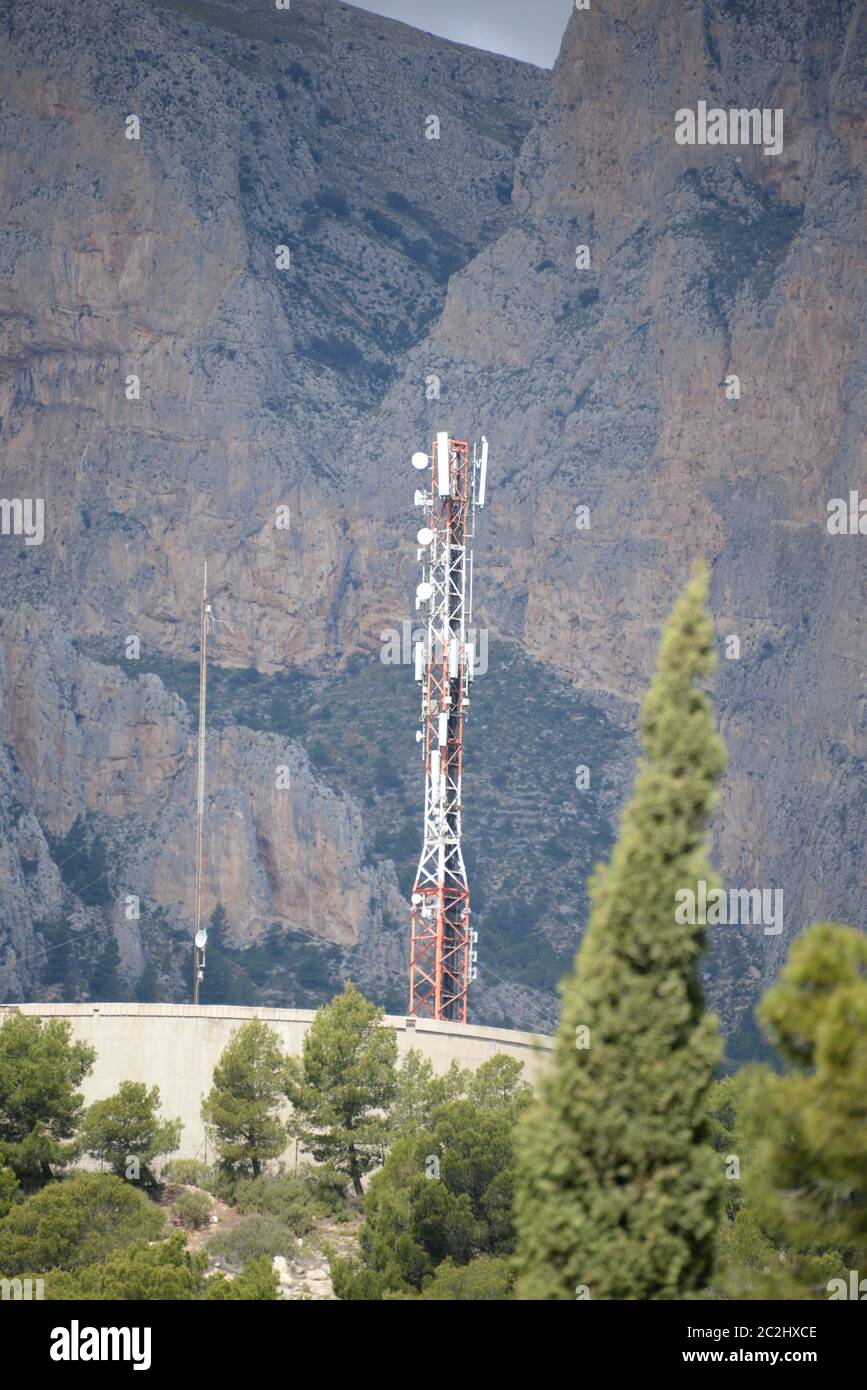 Mobile Antenna in the province of Alicante, Costa Blanca, Spain Stock Photo