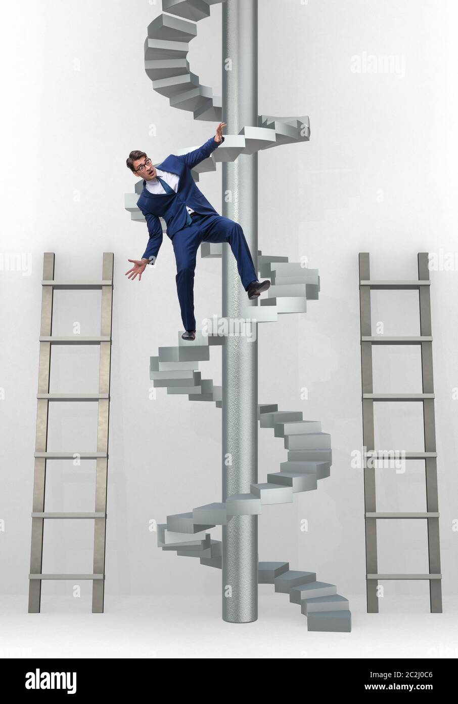 Employee being fired and falling from career ladder Stock Photo - Alamy