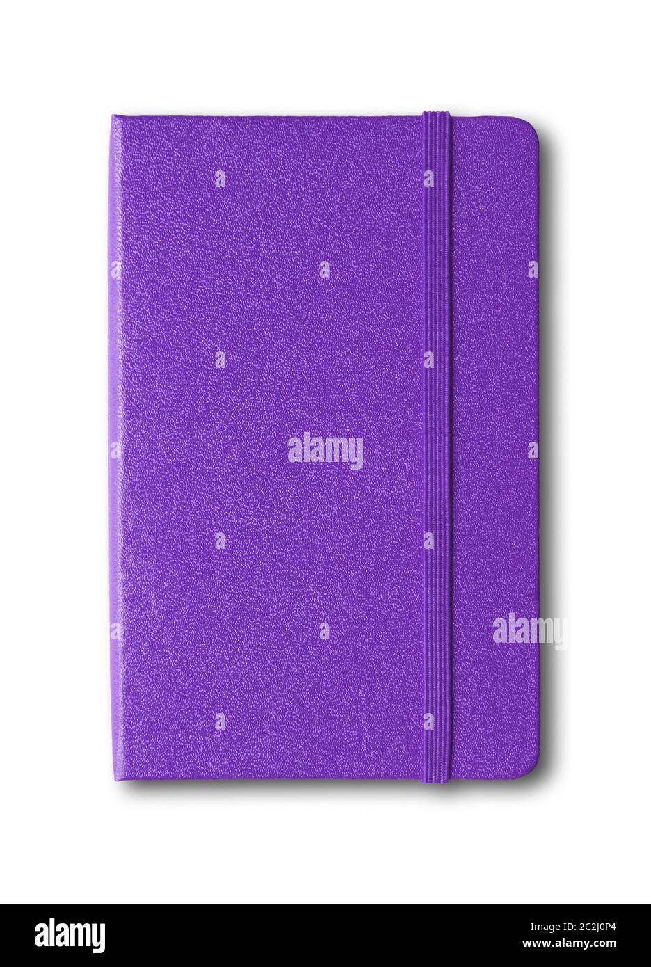 Purple closed notebook mockup isolated on white Stock Photo