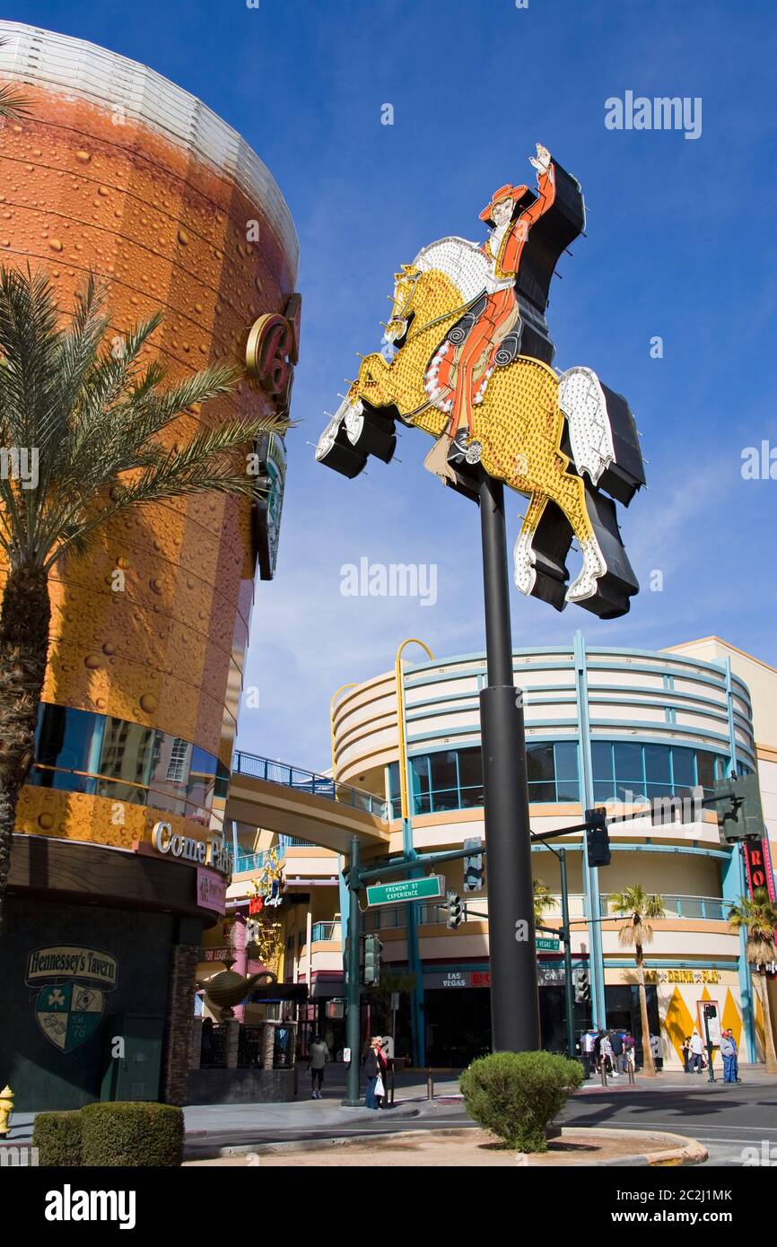 Historic neon Rider & Horse sign on Fremont Street, Las Vegas, Nevada