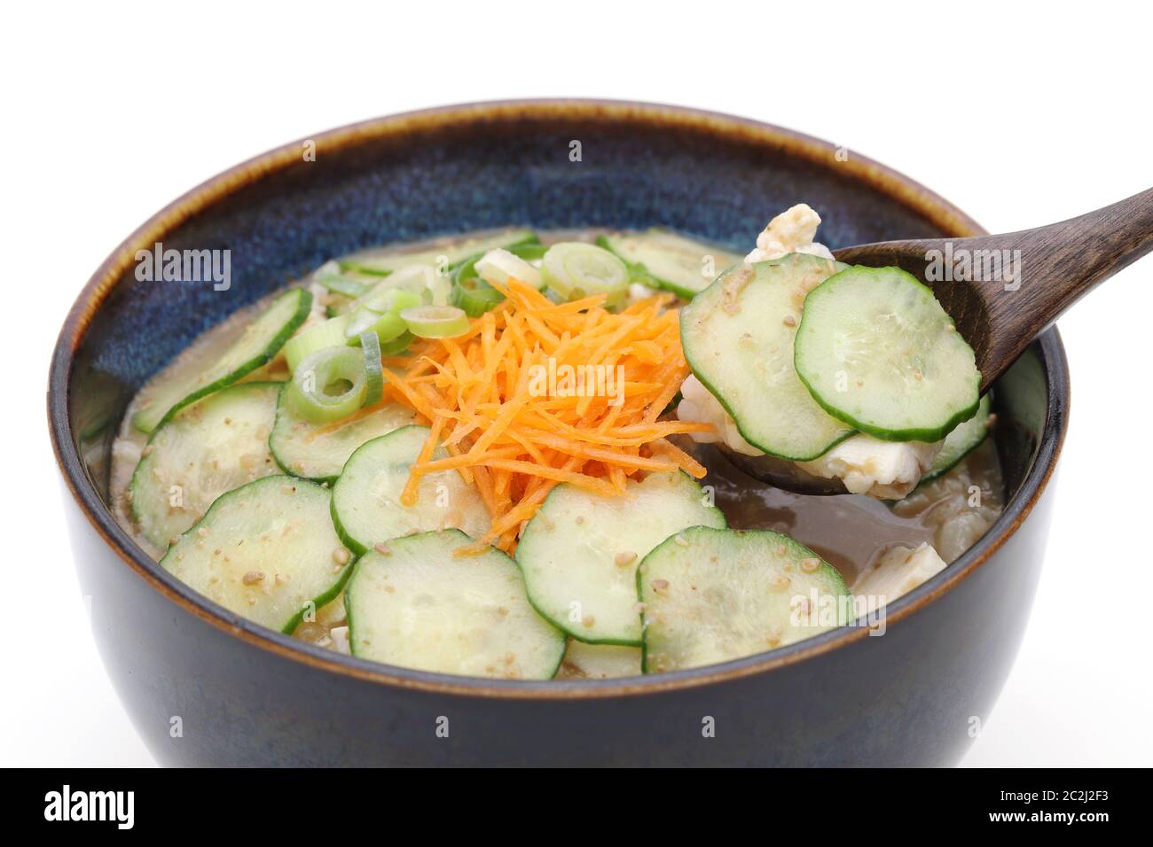 Japanese hiyajiru cold miso soup on white background Stock Photo Alamy