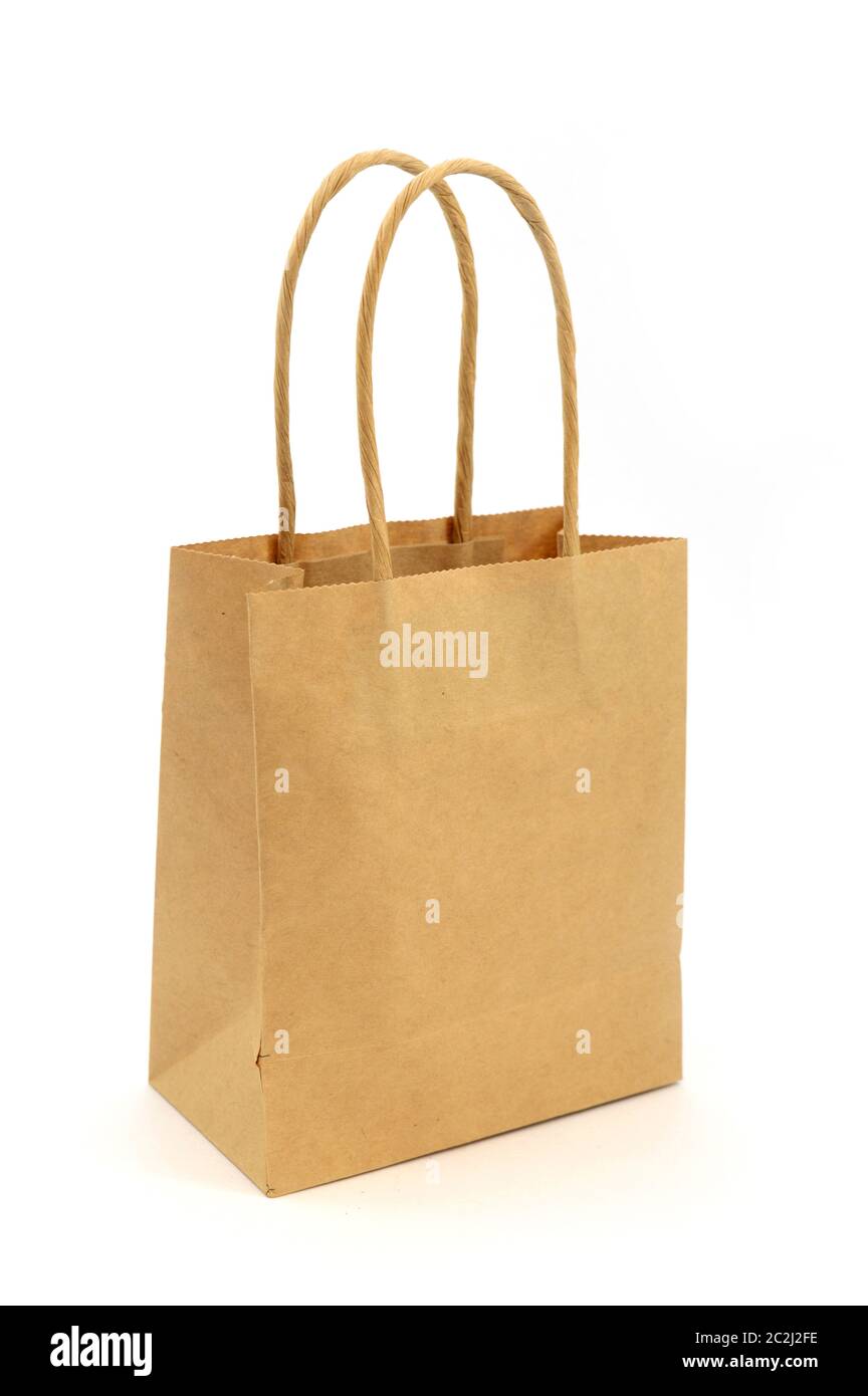 An isolated shot of a brown paper bag used for packing at retail stores