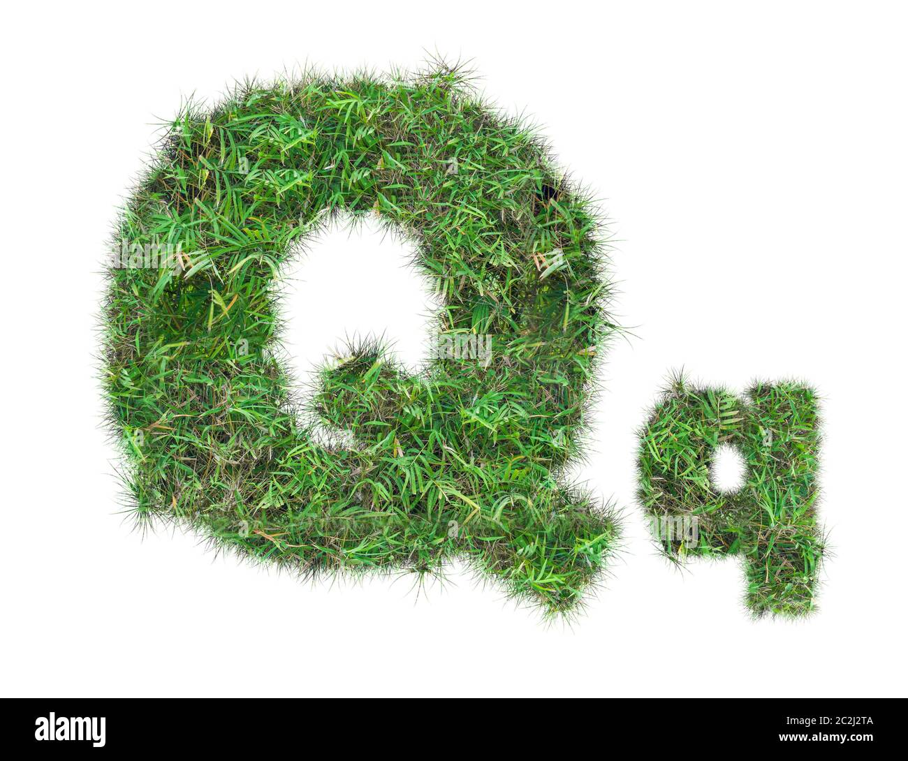 letter Q on green grass isolated on over white background Stock Photo
