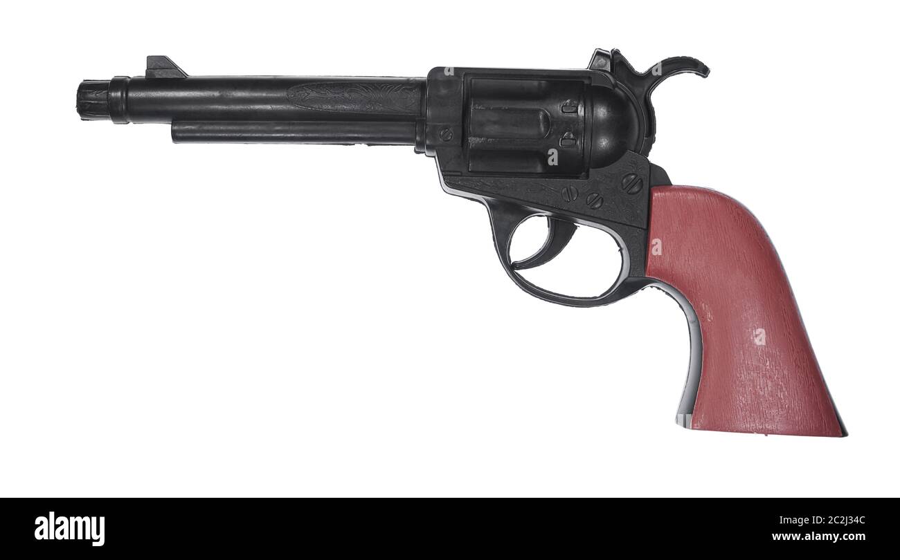Isolated picture of a toy revolver on white background Stock Photo