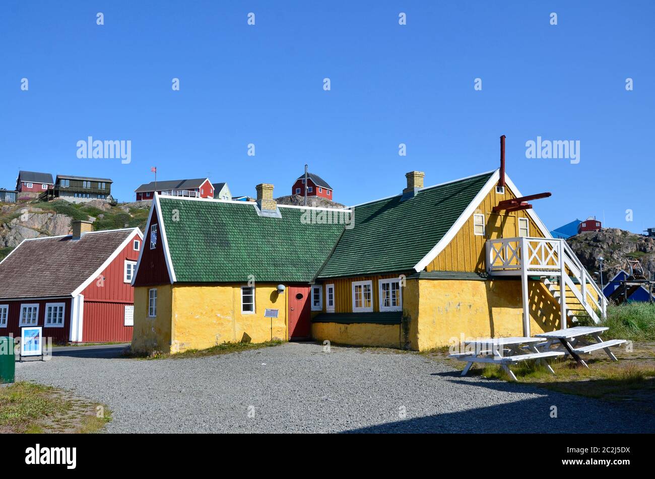 Historische Gebäude im Freilichtmuseum, Sisimiut, Grönland Stock Photo
