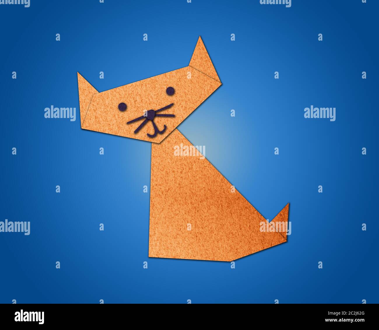 Origami cat made from paper on blue background Stock Photo - Alamy