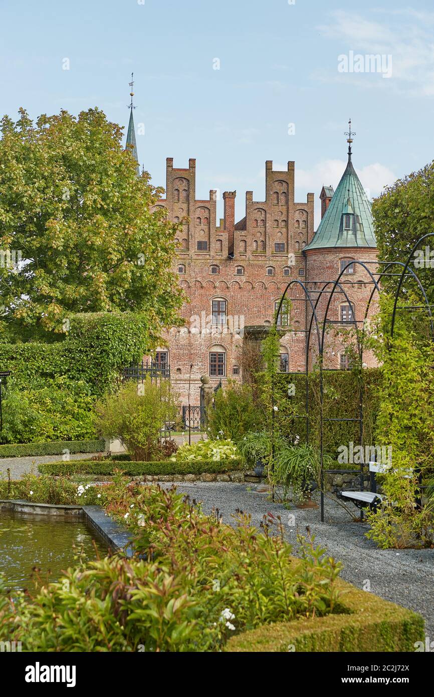 Egeskov Castle is Europe's best preserved Renaissance water castle Stock Photo