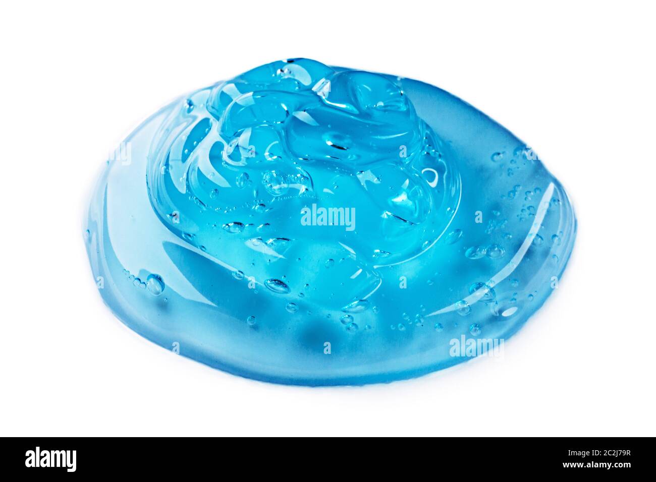 Cosmetic Cream Gel Texture Isolated On White Background. Close Up Of Green Transparent Drop Of