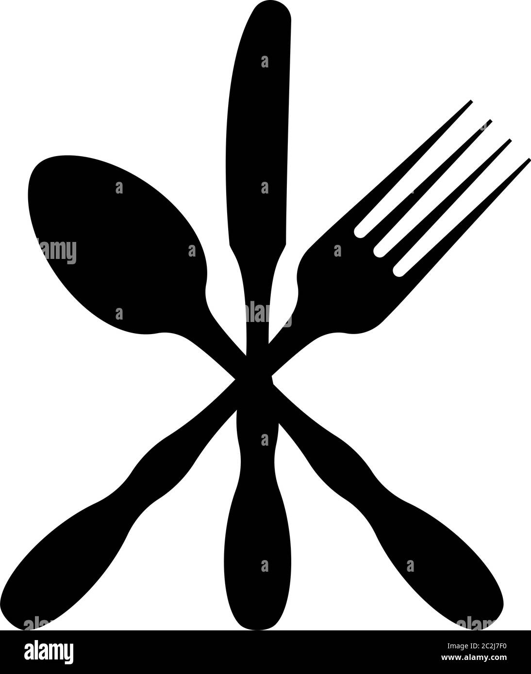 Cutlery Icon, Fork, Spoon And Knife Vector Art Illustration Stock Vector