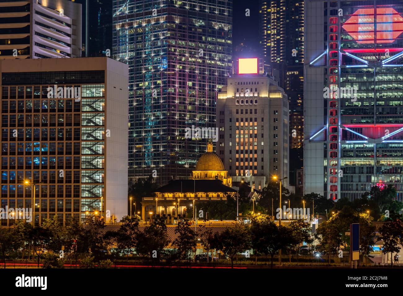 Hong Kong downtown sunset twilight Stock Photo - Alamy