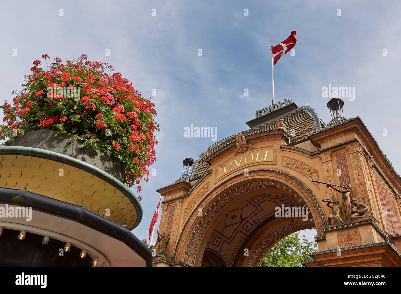 The main entrance gate into Tivoli amusement park in Copenhagen, Denmark Stock Photo