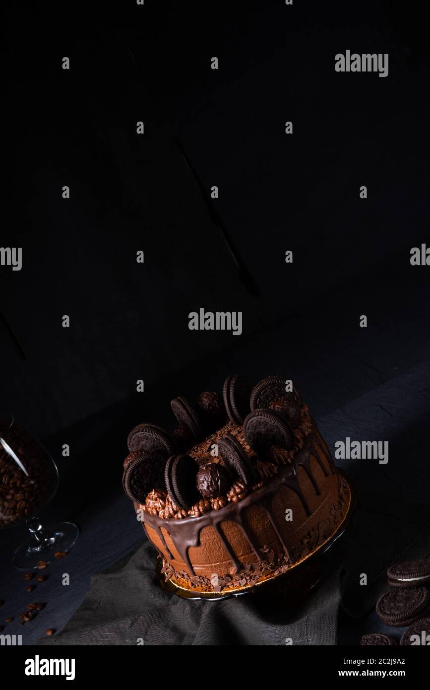 delicious chocolate pie with biscuits Stock Photo