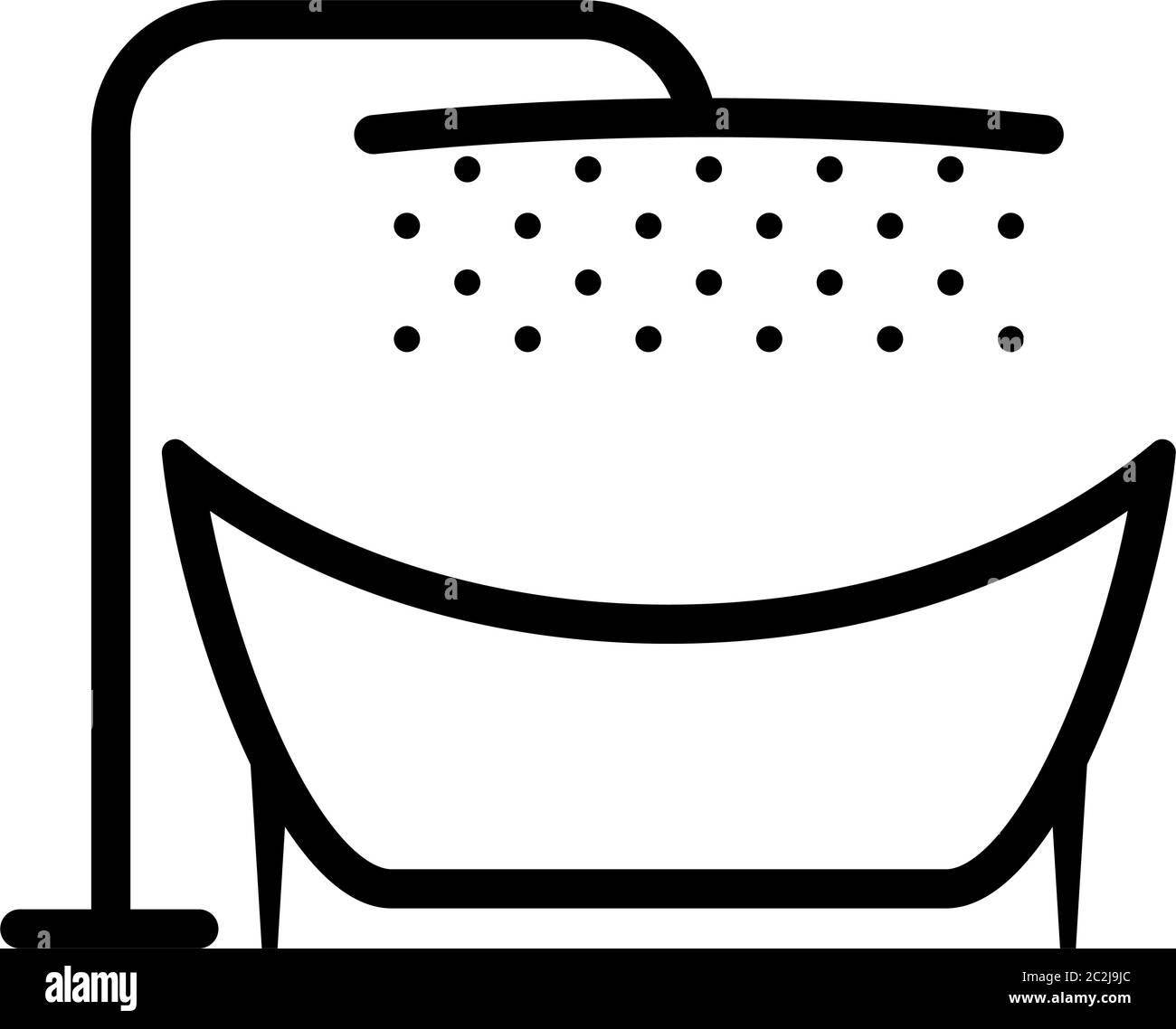 Bathtub And Shower Icon, Bath Tub And Shower Vector Art Illustration