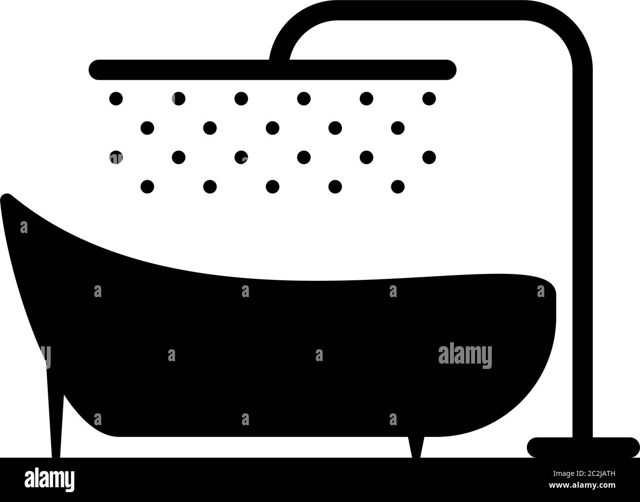 Bathtub And Shower Icon, Bath Tub And Shower Vector Art Illustration