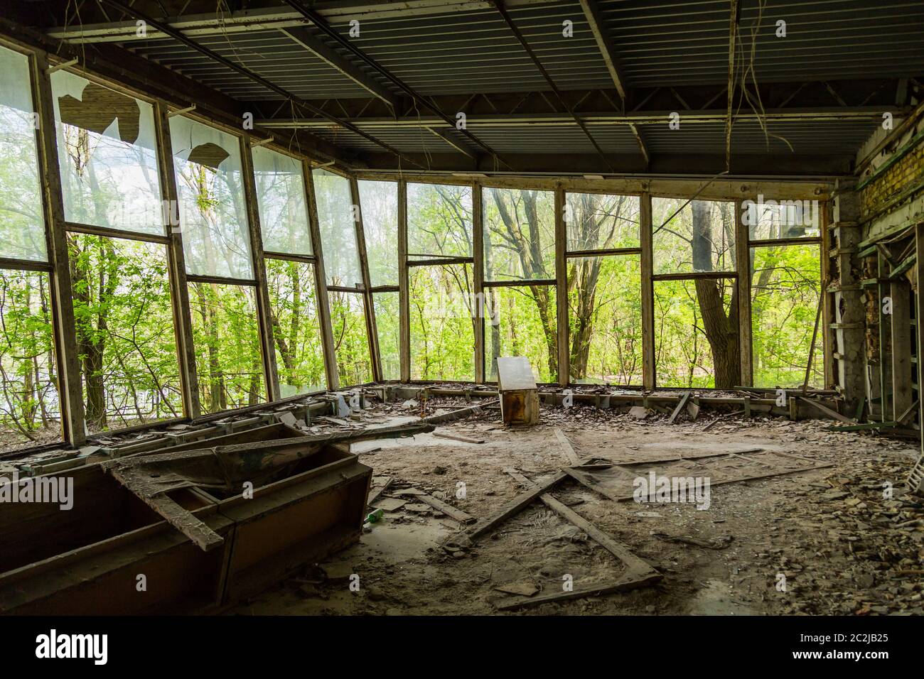 Chernobyl zone. Church in the city of Pripyat in Ukraine. Exclusion ...