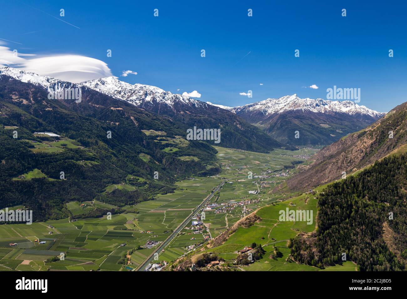 Hiking in Vinschgau valley, South Tyrol Stock Photo