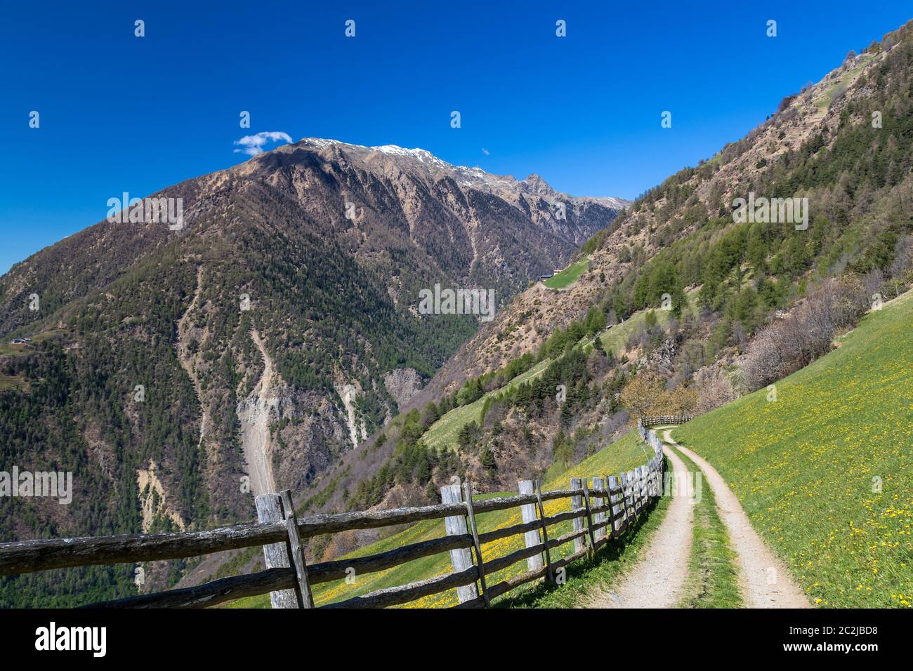 Hiking in Vinschgau valley, South Tyrol Stock Photo