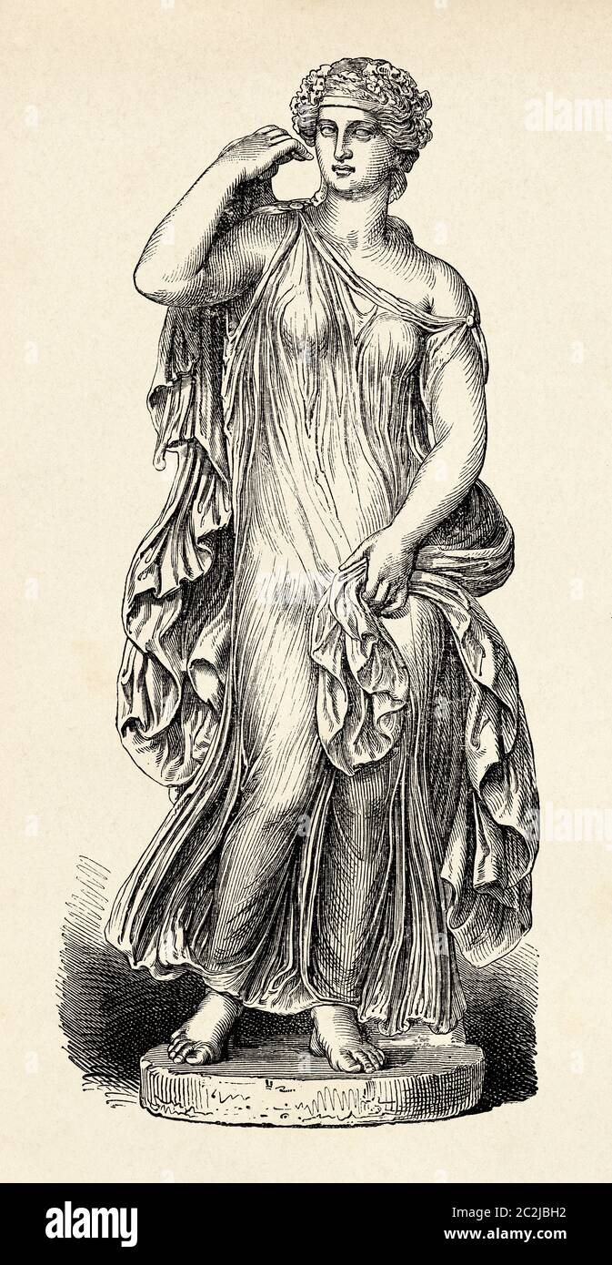 Dancer in the Ancient Greece. Old 19th century engraved illustration, El Mundo Ilustrado 1880 Stock Photo